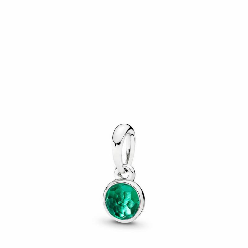 Pandora May Droplet Pendant Ireland - Sterling Silver/Green/Crystal - 465921FEH